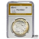 1924-S Silver Peace Dollar PGA MS62+