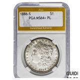 1886-S Morgan Silver Dollar PGA MS64+ PL