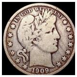 1909-O Barber Half Dollar LIGHTLY CIRCULATED
