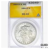 1884-CC Morgan Silver Dollar ANACS MS63