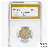 1913-D Buffalo Nickel PGA MS64 Type 1