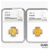 [2]1956-1957 Wheat Cent NGC PF68 RD
