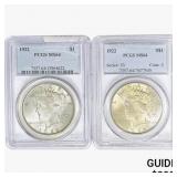 [2]1922 Silver Peace Dollar PCGS MS64