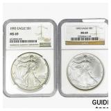 [2]1992-1993 Silver Eagle NGC MS69