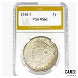 1925-S Silver Peace Dollar PGA MS62