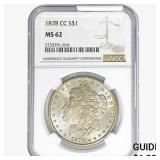 1878-CC Morgan Silver Dollar NGC MS62