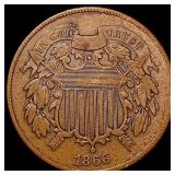 1866 Two Cent Piece NEARLY UNCIRCULATED