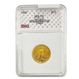1990 US $10 1/4oz Gold Eagle RNG MS70