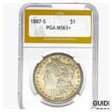 1887-S Morgan Silver Dollar PGA MS63+