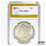 1887-S Morgan Silver Dollar PGA MS63+