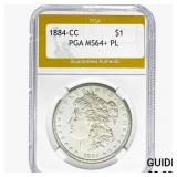 1884-CC Morgan Silver Dollar PGA MS64+ PL