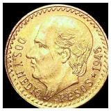 1945 Mexico Pesos 0.0603 oz Gold $2.5