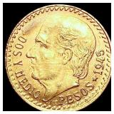 1945 Mexico Pesos 0.0603 oz Gold $2.5