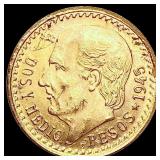 1945 Mexico Pesos 0.0603 oz Gold $2.5