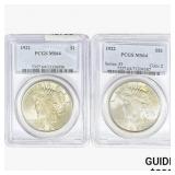 [2]1922 Silver Peace Dollar PCGS MS64