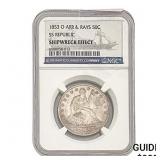 1853-O ARR&Rays 50C Seated Lib. NGC Shipwreck