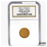 1863 Liberty Union Token NGC MS65 BN F-236/426a