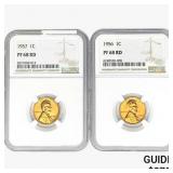 [2]1956-1957 Wheat Cent NGC PF68 RD