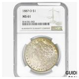 1887-O Morgan Silver Dollar NGC MS61