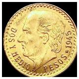 1945 Mexico Pesos 0.0603 oz Gold $2.5