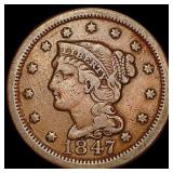 1847 Braided Hair Large Cent NEARLY UNCIRCULATED