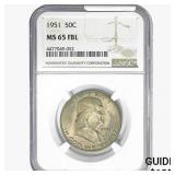 1951 Franklin Half Dollar NGC MS65 FBL