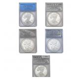 [5 Coins] 2006-2020 US Silver Eagle Lot ANACS MS/P