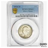 1934-D Washington Silver Quarter PCGS MS63 Heavy M