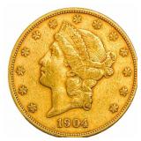 1904-S $20 Gold Double Eagle LIGHTLY CIRCULATED