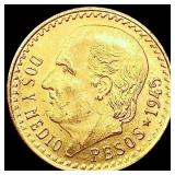 1945 Mexico Pesos 0.0603 oz Gold $2.5