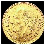 1945 Mexico Pesos 0.0603 oz Gold $2.5