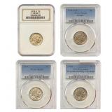 [4 Coins] 1930-1938 Gem BU Buffalo Nickel Lot PCGS