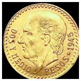 1945 Mexico Pesos 0.0603 oz Gold $2.5