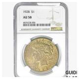 1928 Silver Peace Dollar NGC AU58
