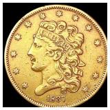 1837 $5 Gold Half Eagle CLOSELY UNCIRCULATED