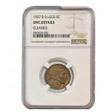1937-D 3 Leg Buffalo Nickel NGC UNCDET