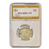 1917 T1  Standing Liberty Quarter PGA MS64+ FH