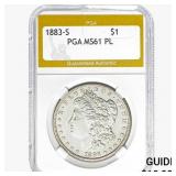 1883-S Morgan Silver Dollar PGA MS61 PL