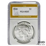 1928 Silver Peace Dollar PGA MS65