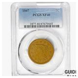 1847 Braided Hair Large Cent PCGS XF40