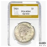 1921 Silver Peace Dollar PGA MS64 High Relief