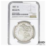 1887 Morgan Silver Dollar NGC MS62 PL