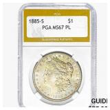 1885-S Morgan Silver Dollar PGA MS67 PL