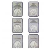 [5 Coins] 1987-1990 US Silver Eagle Lot NGC MS69