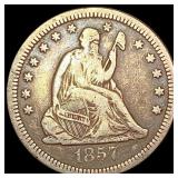 1857-O Seated Liberty Quarter NEARLY UNCIRCULATED