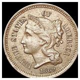 1869 Nickel Three Cent CLOSELY UNCIRCULATED