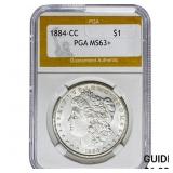1884-CC Morgan Silver Dollar PGA MS63+