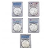 [5 Coins] 2015-2018 US Silver Eagle Lot PCGS MS 70