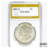 1892-O Morgan Silver Dollar PGA MS63
