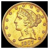 1907-D $5 Gold Half Eagle UNCIRCULATED